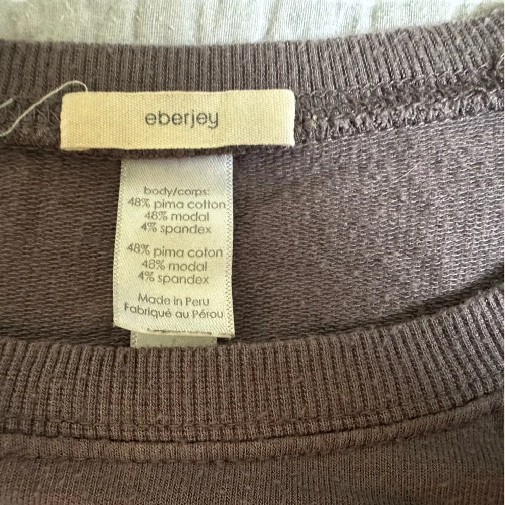 Eberjey Colby Cozy The Ringer Sweatshirt S Pima Modal Rabbit White Taupe